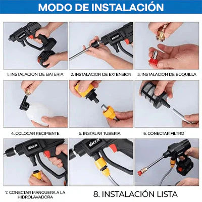 HIDROLAVADORA INALÁMBRICA DE ALTA PRESIÓN + BATERÍA EXTRA GRATIS